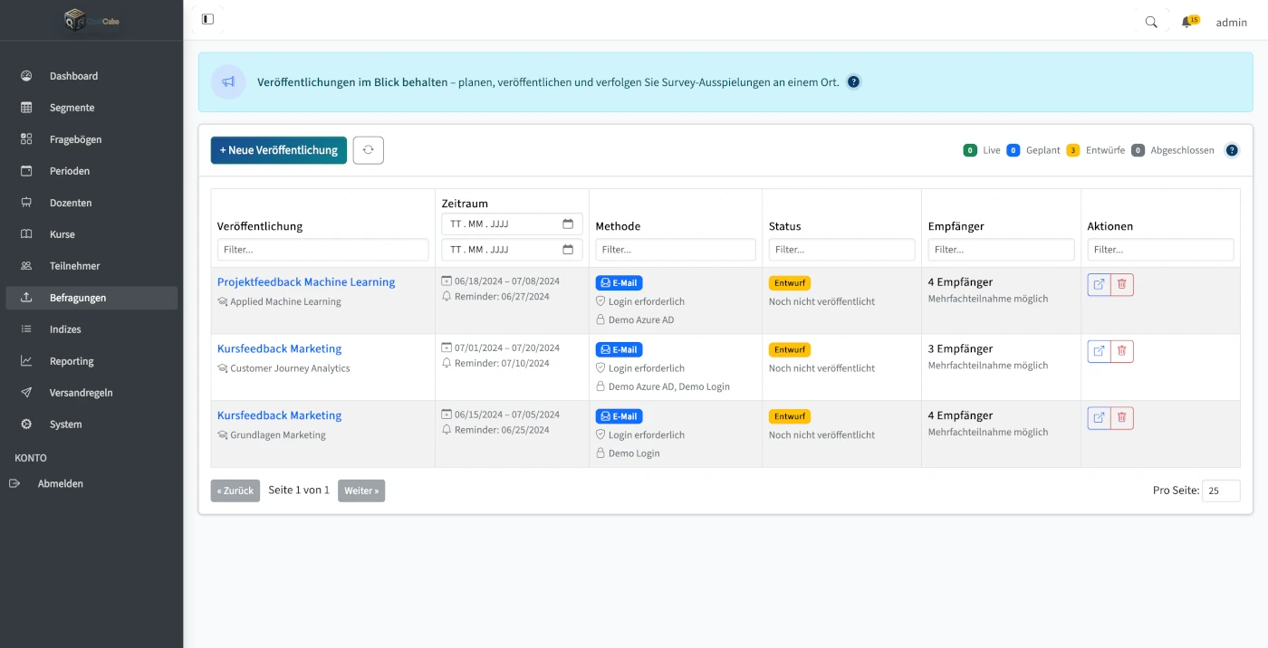 QualiCube Backend für Survey & Reporting