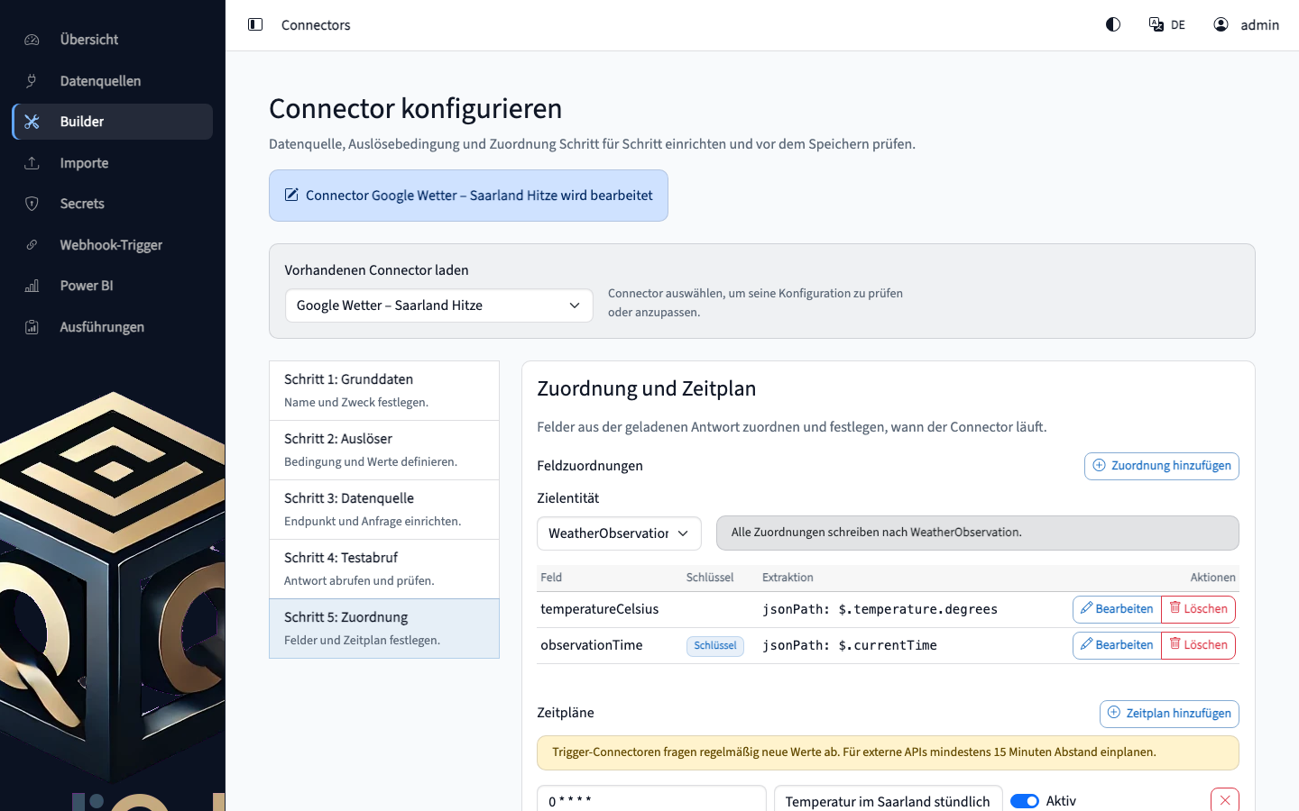QualiCube Connectors: Mapping und Testlauf eines Connectors